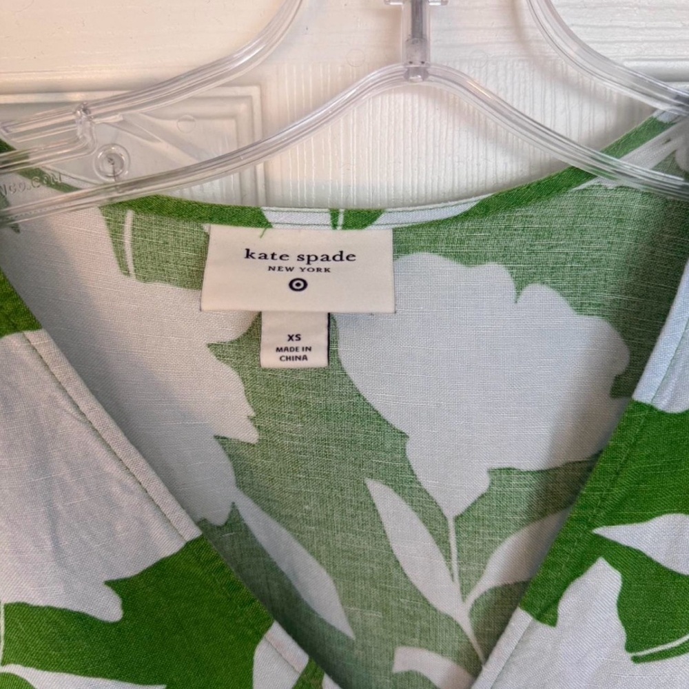 Kate Spade Green and White Floral Long Sleeve Dress - Picture 3 of 3